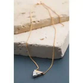 Classic Mini Triangle Natural Stone Necklace | 470118698 - White Howlite