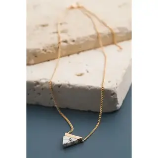 Classic Mini Triangle Natural Stone Necklace | 470118698 - White Howlite