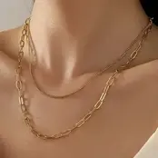 Titanium Steel Non-Tarnish Layered Chain Necklace | 40NK331