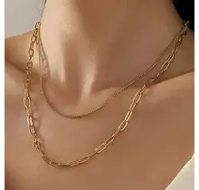 Titanium Steel Non-Tarnish Layered Chain Necklace | 40NK331