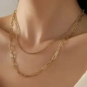 Titanium Steel Non-Tarnish Layered Chain Necklace | 40NK331