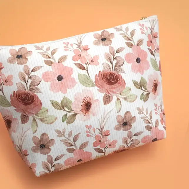 Travel Floral Cosmetic Makeup Pouch Bag | 40P558 - Large Flowers