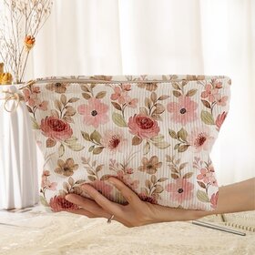 Travel Floral Cosmetic Makeup Pouch Bag | 40P558 - Large Flowers
