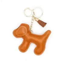 Vegan Leather Dog Bag Charm Keychain | 40KC142 - Brown