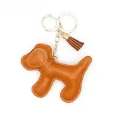 Vegan Leather Dog Bag Charm Keychain | 40KC142 - Brown