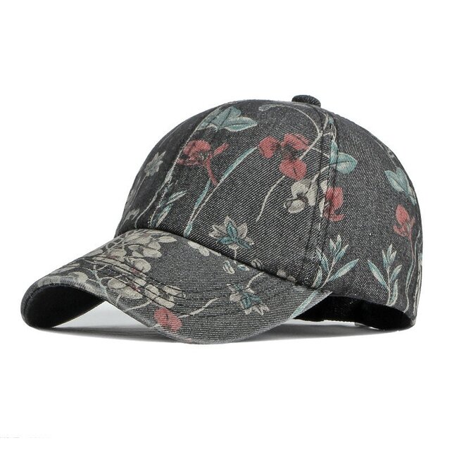 Floral Jean Casual Baseball Cap | 40HW741 - Black