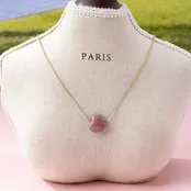 Natural Stone Semi Precious Heart Necklace | 80N92675 - Amethyst