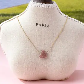 Natural Stone Semi Precious Heart Necklace | 80N92675 - Amethyst