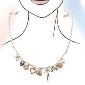 Charm Necklace-Bow Checker Heart Floral | 80N91685