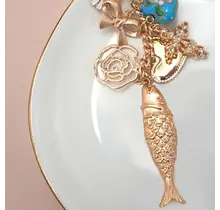 Bag Charm-Ocean Porcelain Heart Fish Cross Flower | 80K064