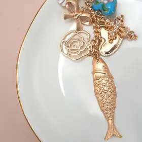 Bag Charm-Ocean Porcelain Heart Fish Cross Flower | 80K064
