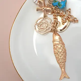 Bag Charm-Ocean Porcelain Heart Fish Cross Flower | 80K064