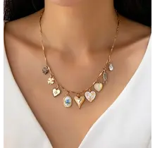 Charm Necklace-Hearts Porcelain Fish Rhinestone | 80N92690