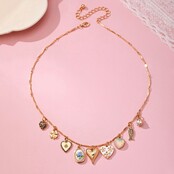 Charm Necklace-Hearts Porcelain Fish Rhinestone | 80N92690