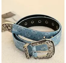Western Boho Denim Belt | 40BT632 - Blue