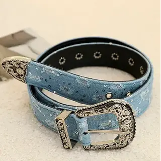 Western Boho Denim Belt | 40BT632 - Blue