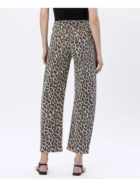 Kate High Rise Leopard Print Barrel Jeans