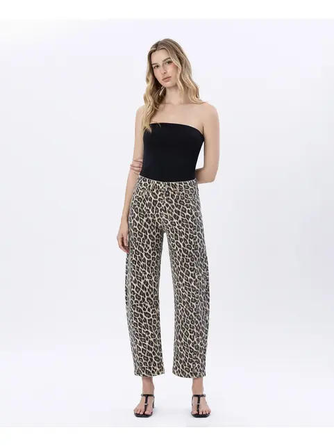 Kate High Rise Leopard Print Barrel Jeans