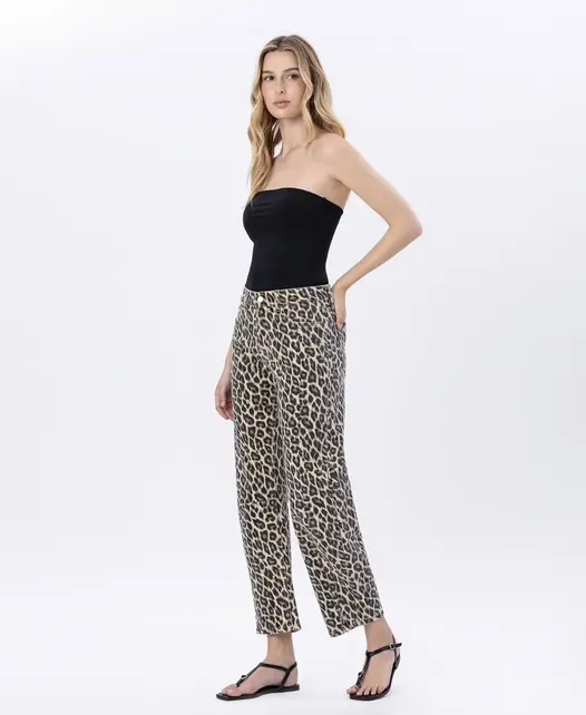 Kate High Rise Leopard Print Barrel Jeans