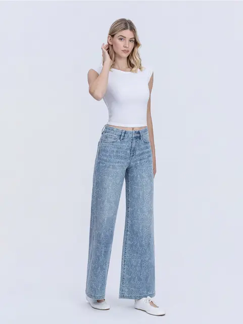 Olivia High Rise Floral Print Wide Leg