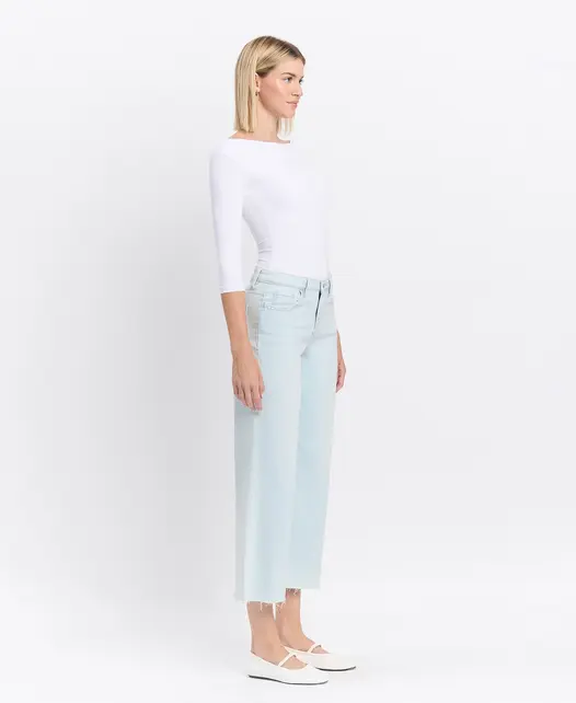 Olivia High Rise Crop Wide Leg Jeans - Light