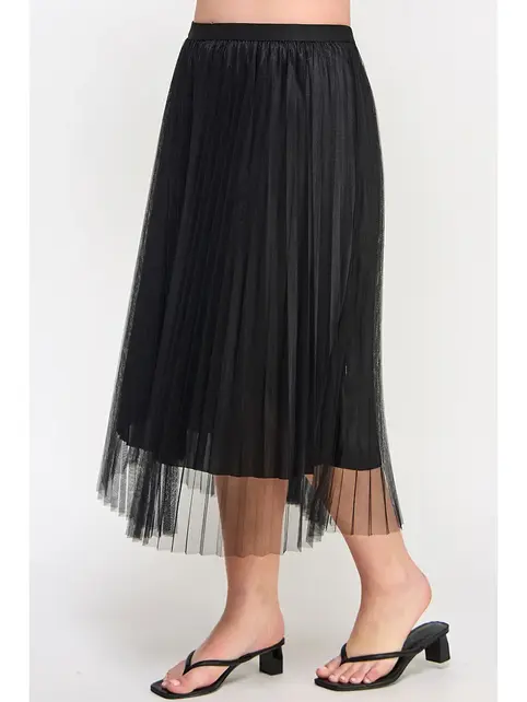 Plus Size Tulle A-Line Midi Skirt