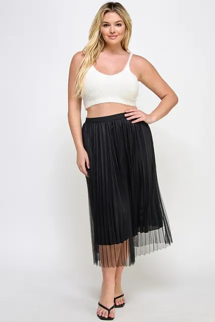 Plus Size Tulle A-Line Midi Skirt