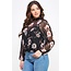 Plus Size Mesh Floral Top W/Cami - Black