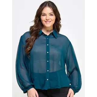 Plus Size Button Down Blouse - Teal