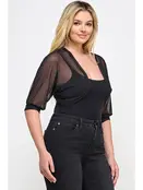 Plus Size Sheer Mesh Crop Bolero - Black