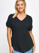 Plus Size Smocked Tee - Black