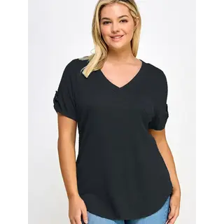 Plus Size Smocked Tee - Black