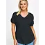 Plus Size Smocked Tee - Black