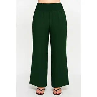 Plus Size Smocked Wide-Leg Pant