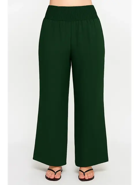 Plus Size Smocked Wide-Leg Pant