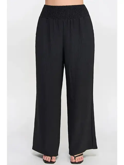 Plus Size Smocked Wide-Leg Pant