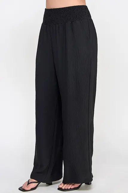 Plus Size Smocked Wide-Leg Pant