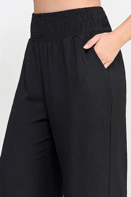 Plus Size Smocked Wide-Leg Pant