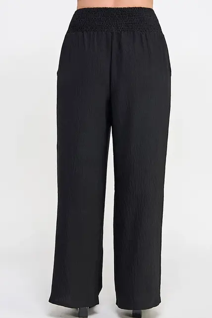 Plus Size Smocked Wide-Leg Pant