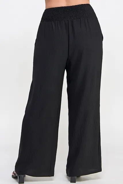 Plus Size Smocked Wide-Leg Pant