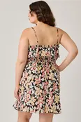 Plus Size Floral Ruffled Tier Dress - Black