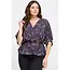 Plus Size Floral Surplice Peplum Top - Navy