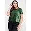 Plus Size Crew Neck Velvet Plisse Tee