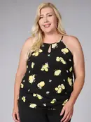 Plus Size Cami Top Lemon Print - Black