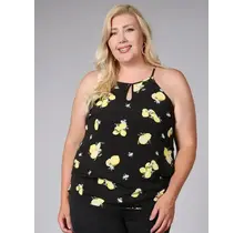 Plus Size Cami Top Lemon Print - Black