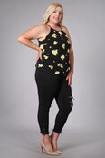 Plus Size Cami Top Lemon Print - Black