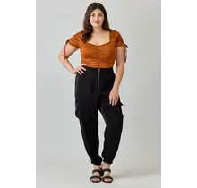 Plus Size Ruched Sweetheart Neck Bodysuit - Copper