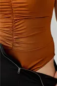 Plus Size Ruched Sweetheart Neck Bodysuit - Copper