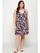 Plus Size Floral Paisley Halter Dress - Navy