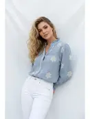 Daisy Embroidered Blouse - Blue